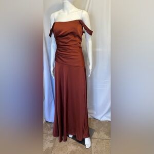 Signature Satin Wrap-Style Maxi Skirt in Copper